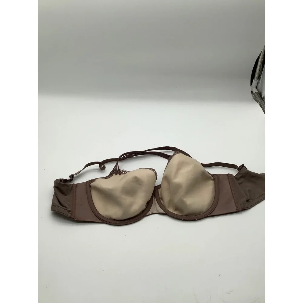 Soma Enticing Lift Balconet Bra 36DDD Mauve Taupe Floral Lace Underwire‎ 0816